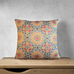 Tasseled Home Yellow & Green Ethnic Motifs Satin Square Cushion Cover-53