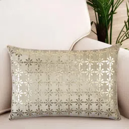 NISRAG HOME Beige and GoldToned Ethnic Motifs SLUB FOIL Velvet Cushion Covers-54