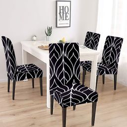 Cortina Black & White 4 Pieces Printed Chair Covers-32