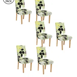 Cortina Set Of 6 Green & Black Printed Chair Covers-13