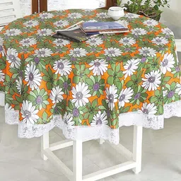 Dakshya Industries Green & White Floral Printed PVC 6 Seater Table Covers-54