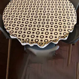 Dakshya Industries Beige Printed PVC 6 Seater Table Covers-32