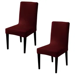HOKIPO 2 Pcs Burgundy 200 GSM Velvet Chair Covers-image-89