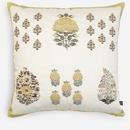 Ritu Kumar Yellow & Beige Embroidered Square Cotton Cushion Covers-38
