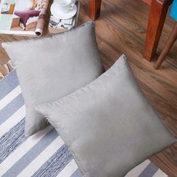 Encasa Homes Grey 2 Pieces Velvet Square Cushion Covers-image-92