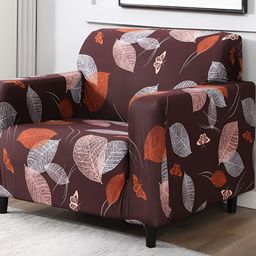 B BESTILO Brown & White Printed Sofa Cover With Arms-image-69