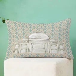 STITCHNEST Teal & Beige Set of 2 Ethnic Motifs Rectangle Cushion Covers image 2