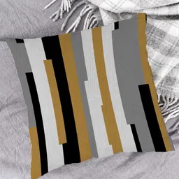 HOUZZCODE Orange & White Set of 2 Abstract Square Cushion Covers image 2