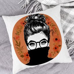 HOUZZCODE Set of 2 Orange & White Abstract Square Cushion Covers image 3