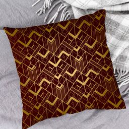 HOUZZCODE Set of 2 Maroon & Black Geometric Square Cushion Covers image 4