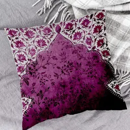 HOUZZCODE Violet & White Set of 2 Floral Square Cushion Covers image 4