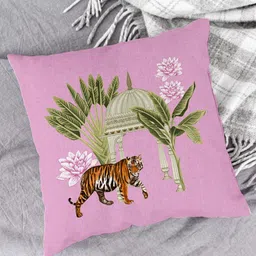 HOUZZCODE Set of 2 Violet & Green Printed Square Cushion Covers image 2