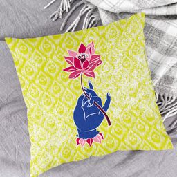 HOUZZCODE Yellow & Blue Set of 2 Square Cushion Covers image 4