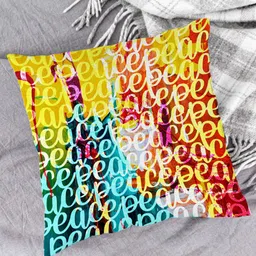 HOUZZCODE Set of 2 Yellow & Blue Printed Square Cushion Covers image 3