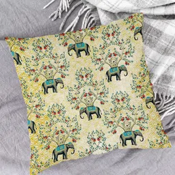 HOUZZCODE Yellow & Green Set of 2 Ethnic Motifs Square Cushion Covers image 3