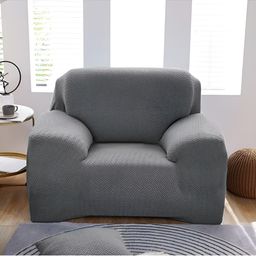 B BESTILO Grey Self Design Sofa Cover With Arms-image-37