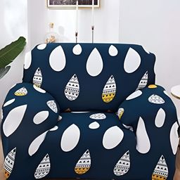B BESTILO Blue & White Printed Sofa Cover With Arms-image-71