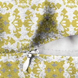 HOUZZCODE Yellow & White Abstract Square Cushion Covers image 3
