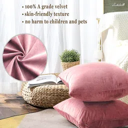 AEROHAVEN Pink 2 Pieces Reversible Velvet Square Cushion Covers image 2