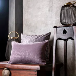 Eris Home Mughal Nur Grey Geometric Velvet Rectangle Cushion Cover-image-19