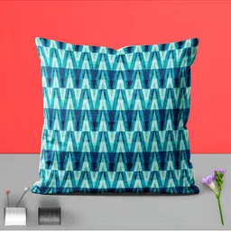 ArtzFolio Teal Blue and White 5 Pieces Abstract Printed Square Cushion Covers image 4