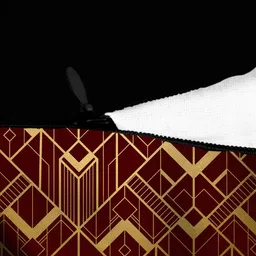 HOUZZCODE Set of 2 Maroon & Black Geometric Square Cushion Covers image 3