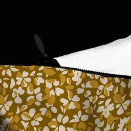 HOUZZCODE Set of 2 Yellow & Cream-Coloured Floral Square Cushion Covers image 2