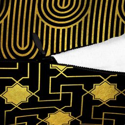 HOUZZCODE Yellow & Black Set of 2 Abstract Square Cushion Covers image 4