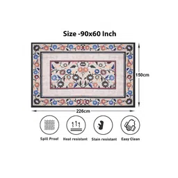 Kuber Industries Beige & Blue Printed Rectangular 6-Seater Table Cover image 2