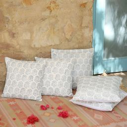 SANSKRUTIHOMES Green & White 5 Pcs Ethnic Motifs Square Cushion Covers-image-62