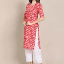7threads KALINI Women Multicoloured Geometric Printed Block Print Handloom Crepe Kurta image 3