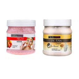 FEELHIGH Set of Mix Fruit Body Scrub & De-Tan Cream - 500 ml each-50