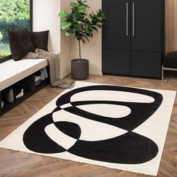 OBSESSIONS Black & Cream-Colored Polypropylene Abstract Carpet-5
