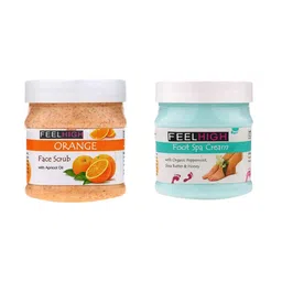 FEELHIGH Combo Of Orange Face Scrub & Foot Spa Cream - 500ml Each-40