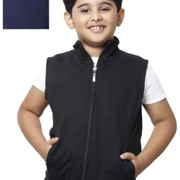 IndiWeaves Boys Pack of 2 Mock Collar Lightweight Fleece Open Front Jacket-picture-12