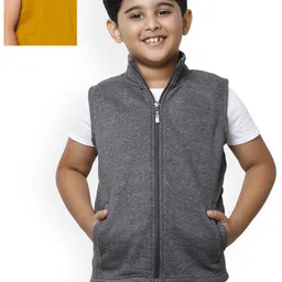 IndiWeaves Boys Pack of 2 Mock Collar Lightweight Fleece Open Front Jacket-picture-10