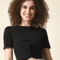 IUGA Puff Sleeves Crop Top-image-6