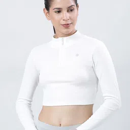 Lovable Sport Mock Collar Long Sleeves Fitted Crop Top-image-61