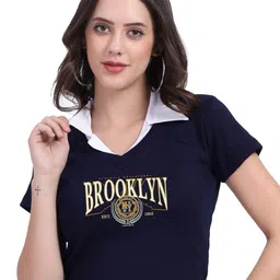 TABADTOD Shirt Collar Typography Printed Rib Crop Top-image-55