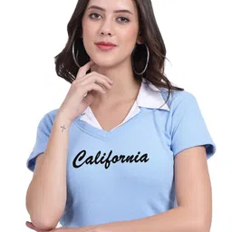TABADTOD Shirt Collar Printed Crop Top-image-88