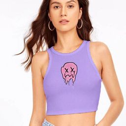 TABADTOD Graphic Printed Ribbed Stretchable Tank Crop Top-image-27