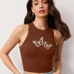 TABADTOD Printed Round Neck Crop Top-image-93