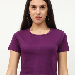 Fleximaa Women Pack of 2 Purple & Pink Crop Pure Cotton Top-image-75