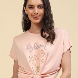 Monte Carlo Floral Embroidered Extended Sleeves Casual T-shirt-image-73