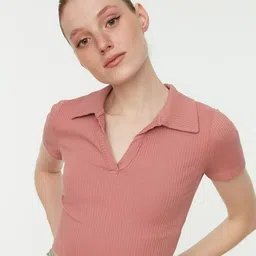 Trendyol Shirt Collar Crop Top-picture-56