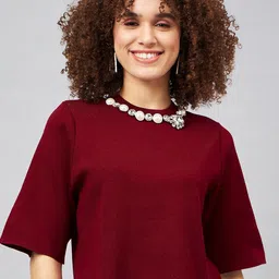Orchid Blues Flared Sleeve Woollen Crop Top-image-87