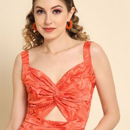 TANDUL Abstract Sweetheart Neck Crop Top-image-74