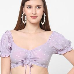 VASTRADO Purple Floral Print Sweetheart Neck Cotton Crop Top-image-73