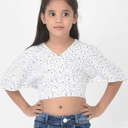 Crimsoune Club Girls White Print Crop Top-image-18