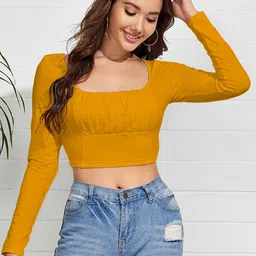 BAESD Square Neck Fitted Crop Top-image-1